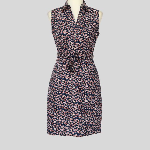 TOMMY HILFIGER Women's Floral Print Shirt Dress Blue / Red  Size 2 - Picture 1 of 9